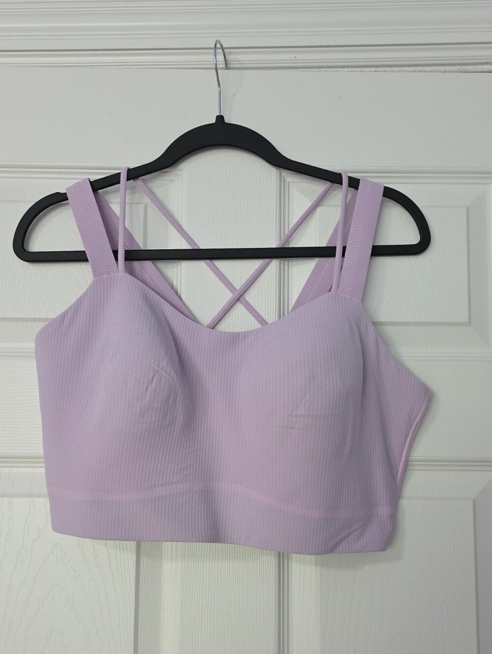lululemon athletica Lavender Ribbed Longline Sports Bra with Crisscross Straps